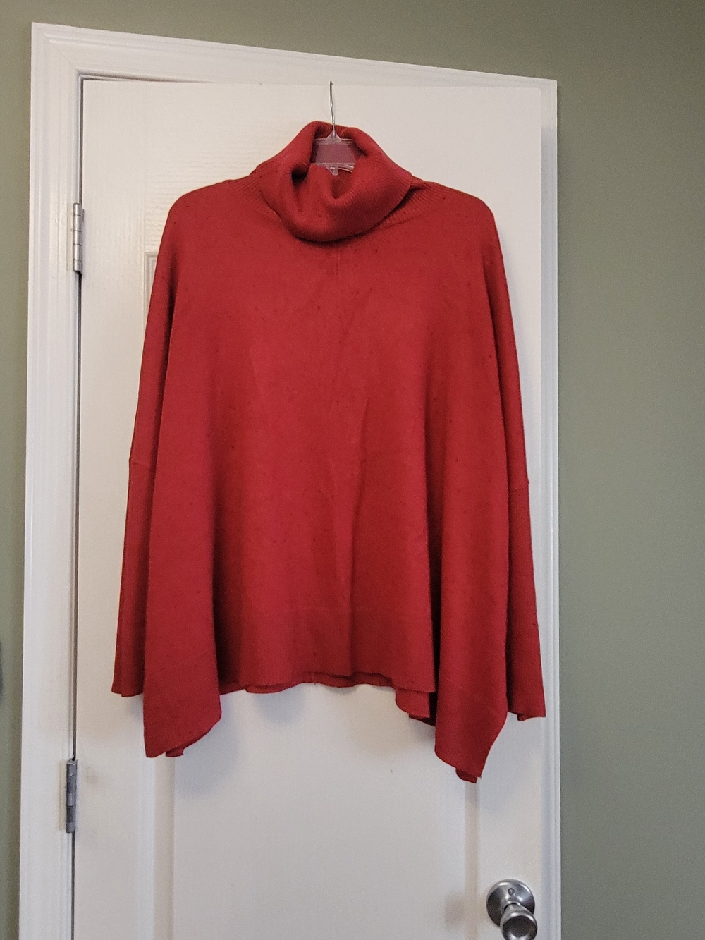 Cozy Fall And Winter Turtleneck Poncho Sweater - Red - New Direction